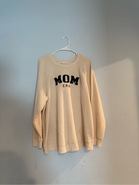 Ingrid & Isabel Cream Crewneck with Black MOM Appliqué Sweater